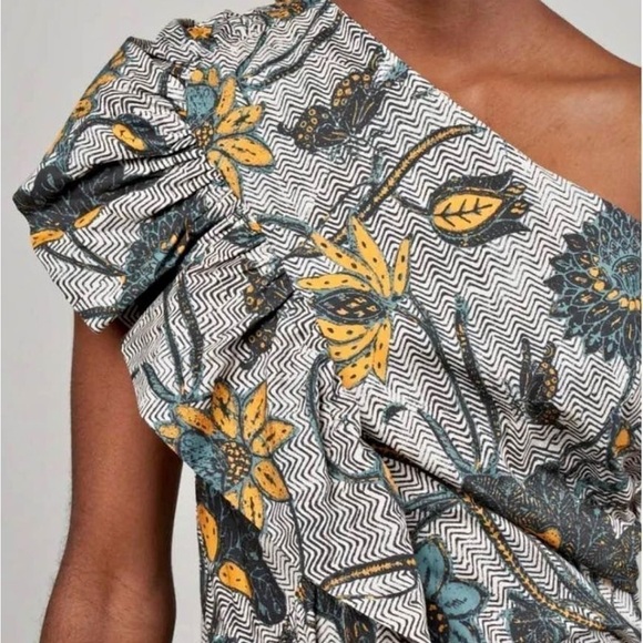 Ulla Johnson dress midi Ondine in Portofino sz 8 gray NWOT one shoulder - Picture 3 of 11